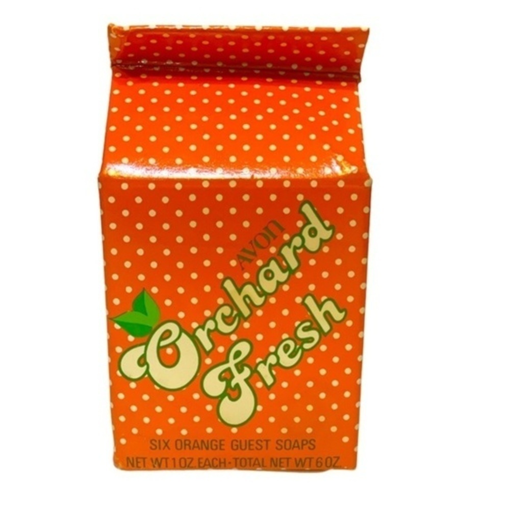 Vintage Avon Orchard Fresh six orange guest soaps NEW 1980 bar soap 6pack